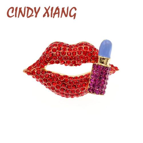 Broches À Lèvres En Cristal Rouge, En Émail, Sexy, Strass, Foulard, Boucles, Bijoux, Cadeaux