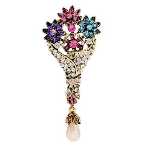 Broche De Bouquet De Fleurs En Strass Pour Femmes, Broche De Mariage, Perle, Bijoux, Accessoires De Manteau Vintage, Nouveau Design