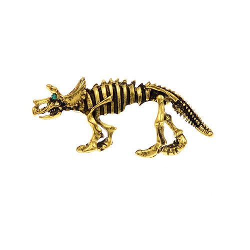 Broche Squelette De Dinosaure Vintage, En Métal, Deux Cristaux, Pour Hommes Et Femmes, Bijoux Unisexe
