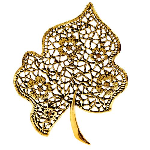 Broche Vintage En Métal, Nouvelle Mode, Grande Feuille, Broches De Haute Qualité, Plante Creuse, Unisexe, Cadeau De Fête