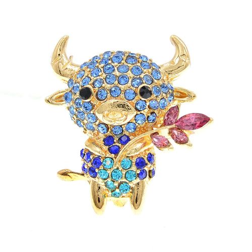 Broches En Pierre De Renne Pour Femme, Petite Broche En Forme De Taureau, En Forme D'animal, Bijoux Du Zodiaque Chinois, Année 2020, Disponibles En 6 Couleurs
