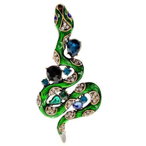 Grandes Broches Serpent Strass Pour Femmes Et Hommes, Vintage, Mode Animal, Vert, Manteau, Broche D'hiver, Bijoux Cadeaux