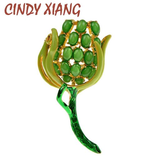 Broche Élégante En Forme De Fleur De Tulipe, Nouveauté, Bijoux De Costume, Accessoires Pour Vêtements, Pierres Précieuses Vertes Fraîches, Pour Mariage