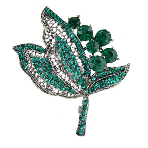 Broche En Forme De Feuille De Strass, Grande Broche De Fleur, Couleur Verte Rouge, Cristal, Bijoux De Fête De Mariage, Cadeaux De Haute Qualité