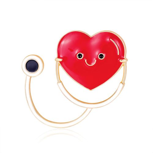 Broches De Stéthoscope En Forme De C¿Ur, En Émail Rouge, Mignon, Médical, Série De Soins Médicaux, Badge, Accessoires Bijoux