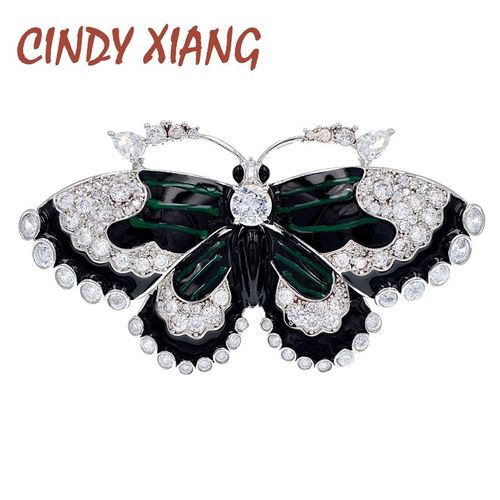 Broche Papillon En Zircone Cubique Pour Femmes, Couleur Verte Brillante, Broche D'insecte, Strass En Cuivre, Bijoux