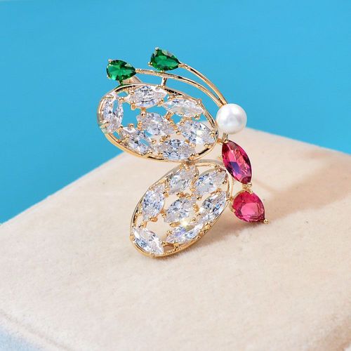 Broche Papillon En Zircone Cubique, Vintage, Strass, Perles, Insecte, 2 Couleurs, Bijoux De Mariée