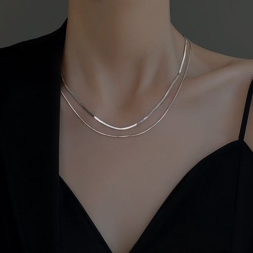Colliers En Argent Sterling 925 Pour Femmes, Chaîne Double Couche En Os De Serpent, Ins Rétro, Design De Niche D'empilage, Collier Court