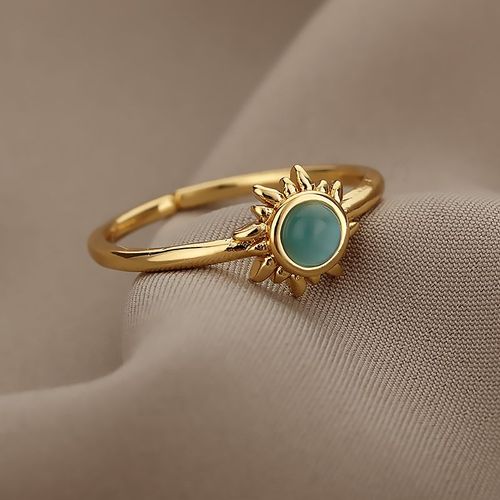 Bagues Vintage En Opale Pour Femmes, Anneau De Soleil, En Acier Inoxydable, Pierre De Lune, De Deux Couleurs, Accessoires À Offrir En Cadeau, Pour Meilleure Amie Ou Pour Maman