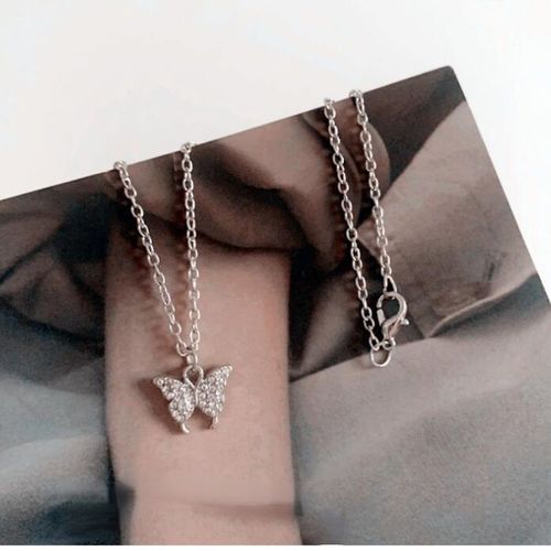 Collier Papillon Brillant Plaqué Argent Coréen Pour Femmes, Exquis, Double Couche, Chaîne Clavicule, Bijoux Cadeau, Nouvelle Collection 2022