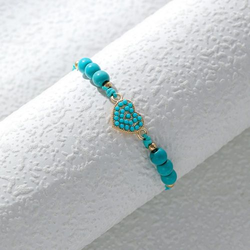 Bracelet Rétro En Pierre Naturelle De Pin Bleu Pour Femmes, Style Bohème, Été, Plage, Tissé À La Main Turc