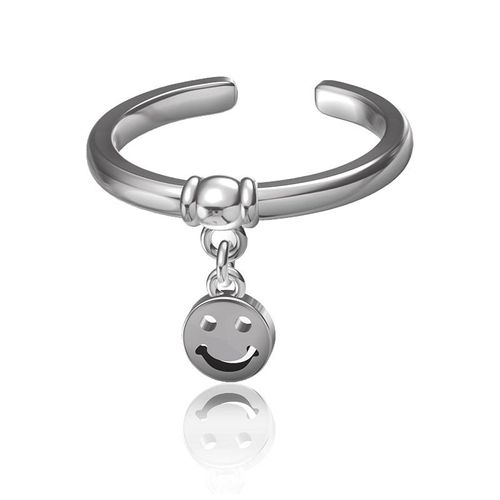 Bague De Visage Smiley Neutre Rétro, Bague D'ouverture De Couleur Argent Antique, Hip-Hop Punk, Accessoires Bijoux À La Mode Pour Filles, 2021 Nouveau