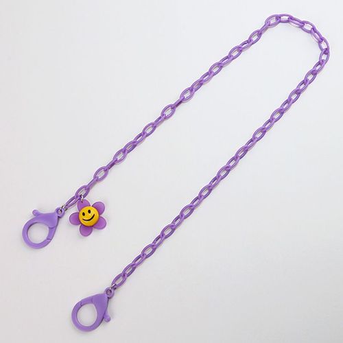 Chaîne De Lunettes En Acrylique Pour Enfants, Pendentif De Masque À Fleurs, Support De Corde Coloré Avec Sourire, Accessoires De Lunettes Tendance Antidérapants