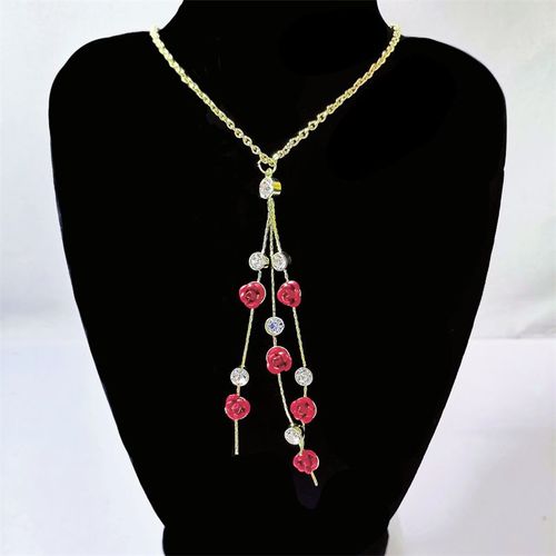 Ensemble De Boucles D'oreilles En Cristal Pour Femmes Et Filles, Collier Avec Pendentif En Forme De Pétale De Rose, Livraison Directe