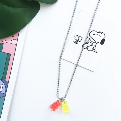Collier En Résine Coloré Avec Ours De Dessin Animé Pour Enfants, Chaîne De Cou Pour Filles, Bijoux Pour Femmes, Accessoires De Chaîne Cadeau Gratuit, 2021