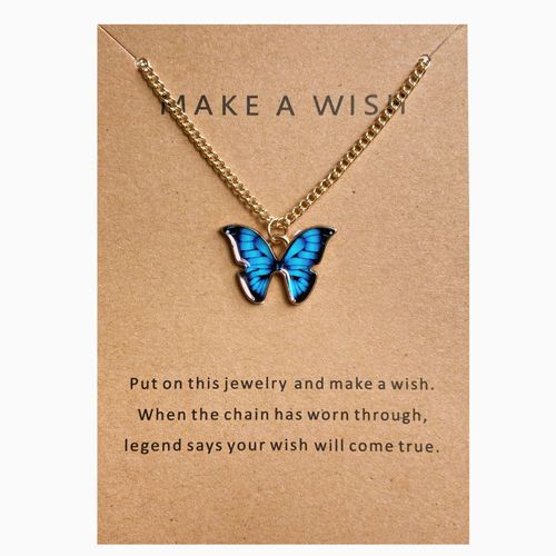 Collier Ras Du Cou Pour Femmes, Pendentif Papillon, Dégradé Bleu, Couleur Argent, Arc-En-Ciel, Nouvelle Mode Coréenne