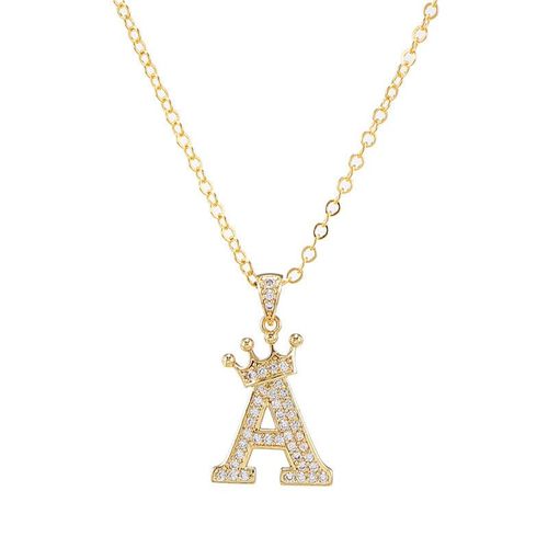 Collier Avec Pendentif Lettre Initiale En Cristal Pour Femme, Couleur Or Rhodium, Breloques Alphabet De Style Hip-Hop, Bijoux Artisanaux, Cadeaux, Nouvelle Collection