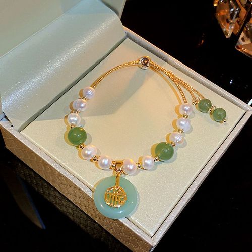 Bracelet De Jade En Perles D'eau Douce Pour Hommes Et Femmes, Bijou De Personnalité Simple, Rétro, Fiançailles, Amoureux, Cadeau, Vente En Gros