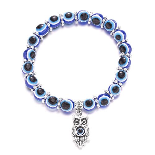 Bracelet Mauvais ¿Il Bleu De Fatima Turquie, Bijoux Faits À La Main, Mille Yeux, Perles En Résine, Élastique