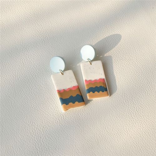Boucles D'oreilles Rondes Et Carrées En Forme De Graffiti Pour Femmes, Bijoux Géométriques Colorés En Céramique Acrylique Et Argile, 2021