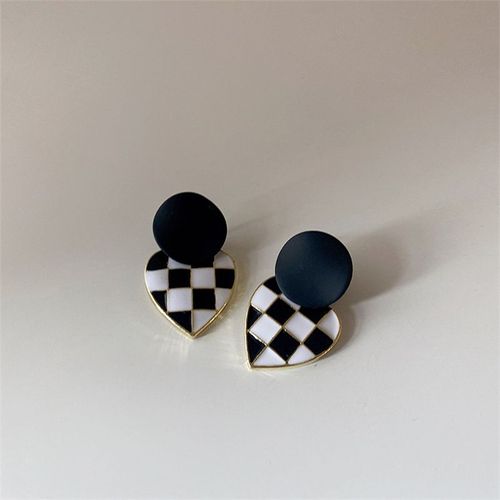 Boucles D'oreilles En Cuir Et Métal Peint En Noir Et Blanc Pour Femme, Bijoux De Fête, Nouvelle Collection Tendance