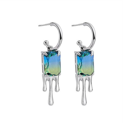 Boucles D'oreilles En Métal Zircon Pour Femme, Bijou Simple, Bleu, Transparent, Goutte D'eau, S925