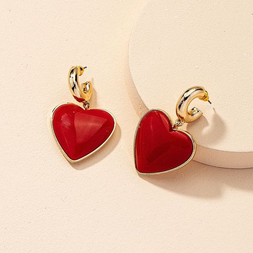 Boucles D'oreilles Pendantes En Métal Pour Femmes, Bijoux Populaires, Cadeau De Voyage, En Forme De C¿Ur, Rouge, Noir, Rose, Nouvelle Collection Été 2021