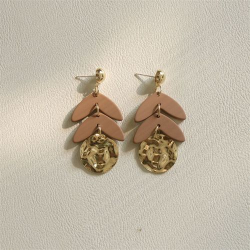 Boucles D'oreilles Géométriques Rétro Marron, En Acrylique, Rond En Demi-Cercle, Épissage En Métal, Pour Femmes, Bijoux Cadeaux, 2021
