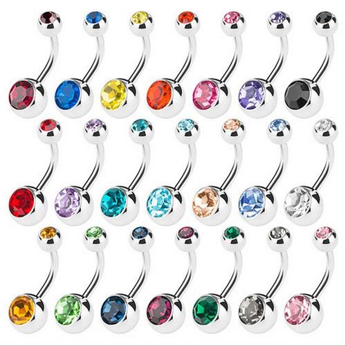Lot De 10 Piercings En Acier Chirurgical, Cristal Unique, Strass, Nombril, 5/8mm