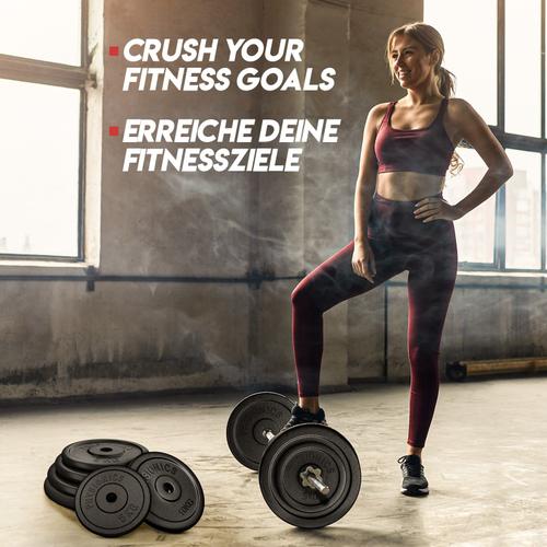 Physionics® Set de Disques de Poids - 4 x 10 kg, en Fonte, Diamètre de Trou  Ø 30 mm, pour Barre d'Haltères Longue/Courte - Ensemble de Plaques de Poids,  Fitness, Musculation 