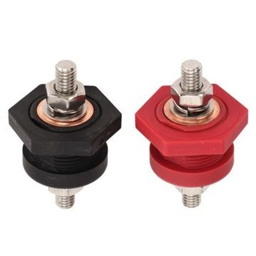 1 Paire De Cosses De Batterie Traversant Panneau 3/8 En Noir Rouge Qp8809