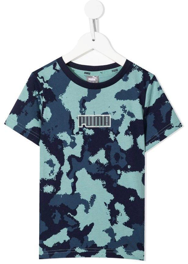 T-shirt PUMA enfant 14 ans logo imprimé camouflage bleu - Tendance mode ado  - garçon fille - adolescent