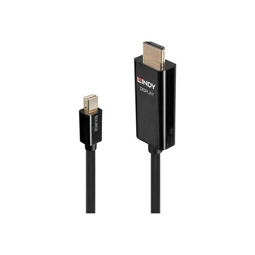 Lindy - Câble adaptateur - Mini DisplayPort mâle pour HDMI mâle - 2 m - blindé - noir - rond, bloqué, support 4K, actif