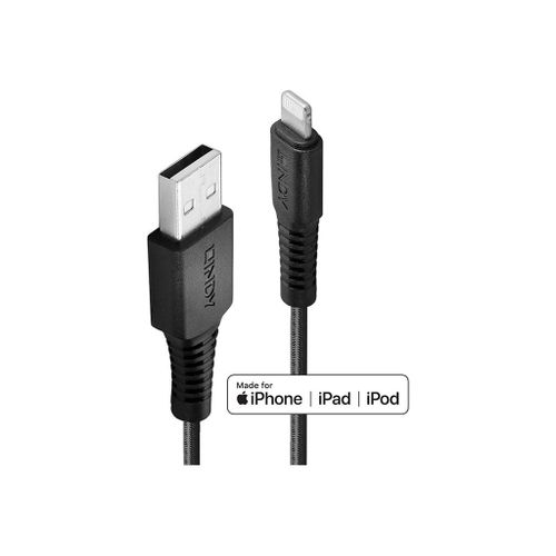 Lindy - Câble Lightning - Lightning mâle pour USB mâle - 3 m - blindé - noir - rond