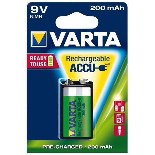 PILE 9V 6F22 NiMh RECHARGEABLE 200mAh