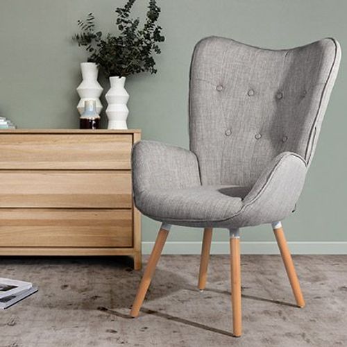 Fauteuil 68x73x106 Cm En Tissu Gris - Halma