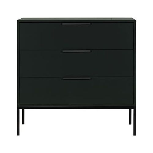 Commode 3 Tiroirs 94x52x93 Cm En Pin Massif Noir - Envel