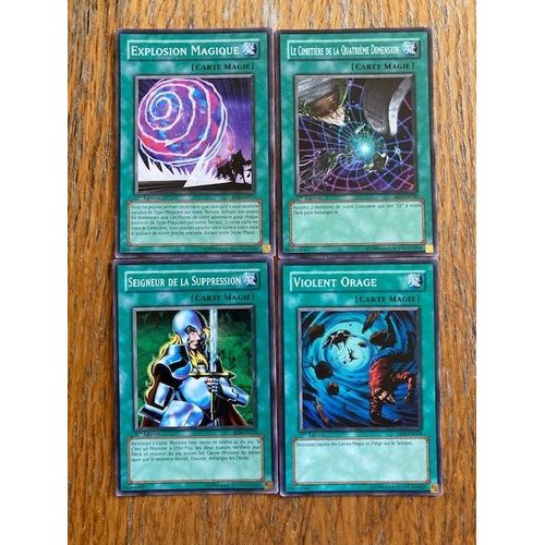 (128) Violent Orage + Explosion Magique + Seigneur De La Suppression + Le Cimetière De La Quatrième Dimension (Yu Gi Oh)
