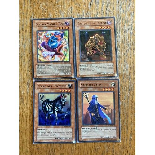 (717) Sorcier Masqué Toon + Sage Du Calme + Zèbre Des Ténèbres + Protecteur Du Tombeau (Yu Gi Oh)