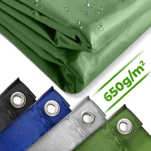 Jago® Bâche de Protection - 5x6m, Imperméable, Polyester Revêtu de PVC 650 g/m², Vert - Couverture pour Véhicules, Meubles de Jardin