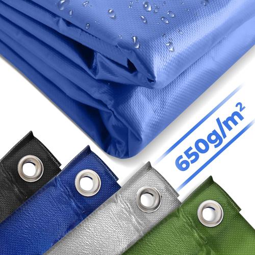 Bâche de Protection - 5 x 8 m, Imperméable, Polyester Revêtu de PVC 650 g/m², en Bleu - Couverture pour Véhicules, Meubles de Jardin