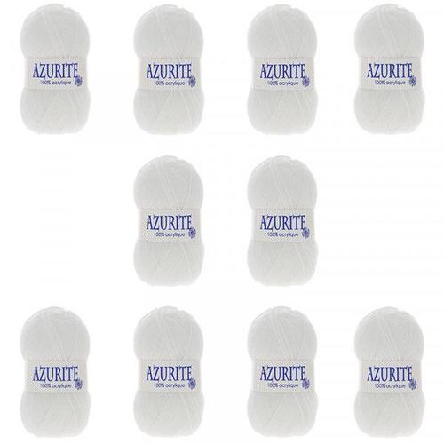 Lot De 10 Pelotes Azurite Blanc - 100% Acrylique - 50g/140m - Distrifil