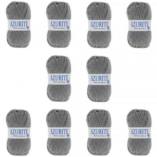 Lot De 10 Pelotes Azurite Gris Foncé - 100% Acrylique - 50g/140m - Distrifil