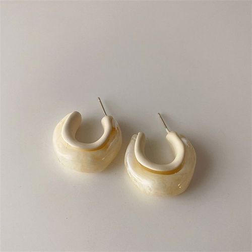 Boucles D'oreilles Rétro Françaises En Résine Blanche Brune Grise En Forme De C, Boucles D'oreilles À Texture Géométrique Irrégulière Lisse, Cadeaux Pour Femmes, Nouvelle Collection 2022