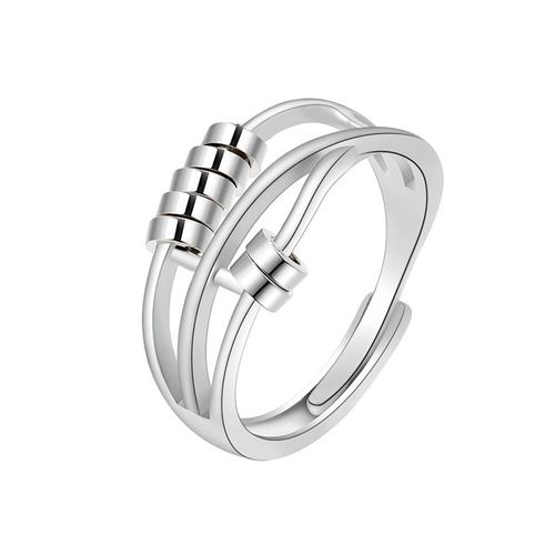 Bague Anti-Stress Pour Femmes Et Hommes, Anneau Avec Perle, Anti-Stress, Réglable