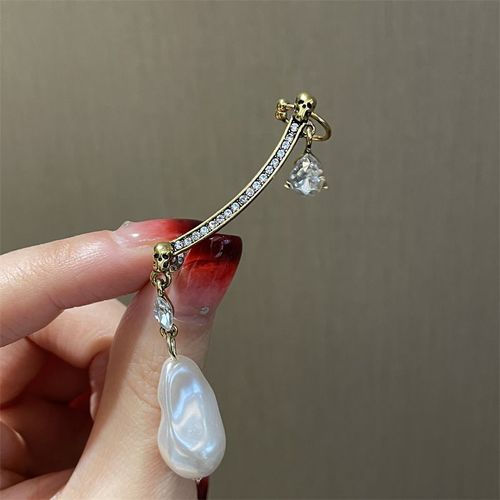 Boucles D'oreilles Vintage En Métal Doré Pour Femmes, 1 Pièce, Imitation Perle, Pendentif, Bijoux Baroques