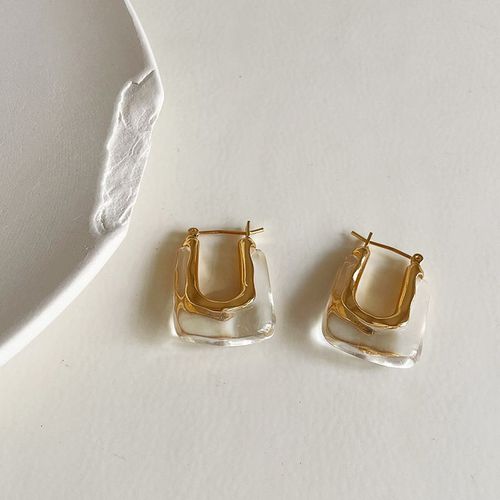 Boucles D'oreilles Géométriques En Forme De U, Résine Transparente Colorée, Métal Doré, Pour Femmes, Bijoux De Fête Et De Voyage, Nouvelle Collection 2021