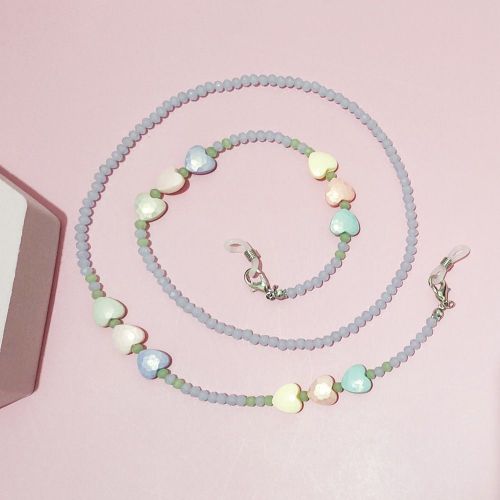 Fashion Eyeglasses Chain Imitation Heart Beaded Trendy Women Outside Casual Sunglasses Accessory Necklace Gift Mask Hanging Rope
