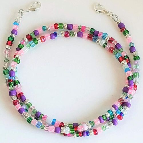 Collier À Perles Colorées Pour Femmes, Couverture Faciale Anti-Perte, Lanière De Lunettes, Bijoux De Mariage, Longue Chaîne, Masque