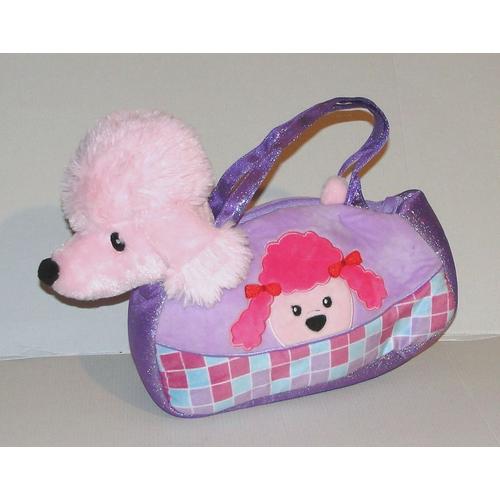 Peluche Chien Caniche Rose Dans Son Sac De Transport Auchan